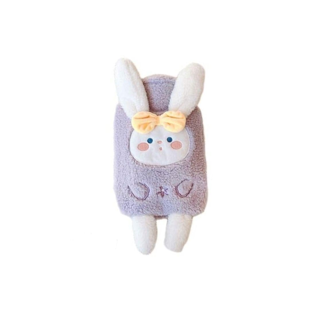 Mayatra’s Reusable Cartoon Plush‐Covered Hot Water Bottle – 1000 ML Rubber Heating Bag for Belly Warmth, Pain Relief, Foot Warmer & Bed Use – Cute Multicolor Cartoon Plush Cover (Purple)