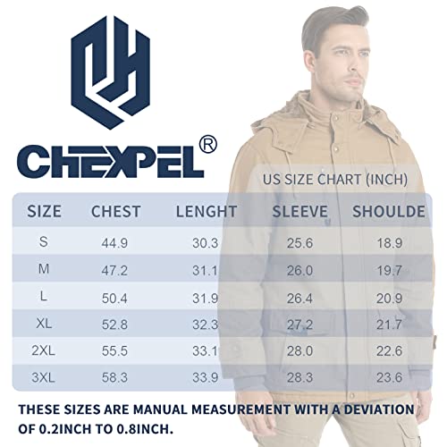 Chexpel Outdoor Jacket For Men Windproof Thermal Insulated Jackets With Detachable Hood Warm Winter Jackets Chamarras Khaki M #TOP5