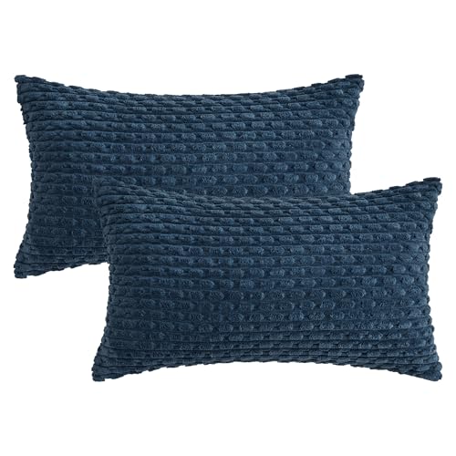 Image of HMETOL Corduroy Decorative Throw Pillow Covers 2 Pack, Soft Cushion Cases