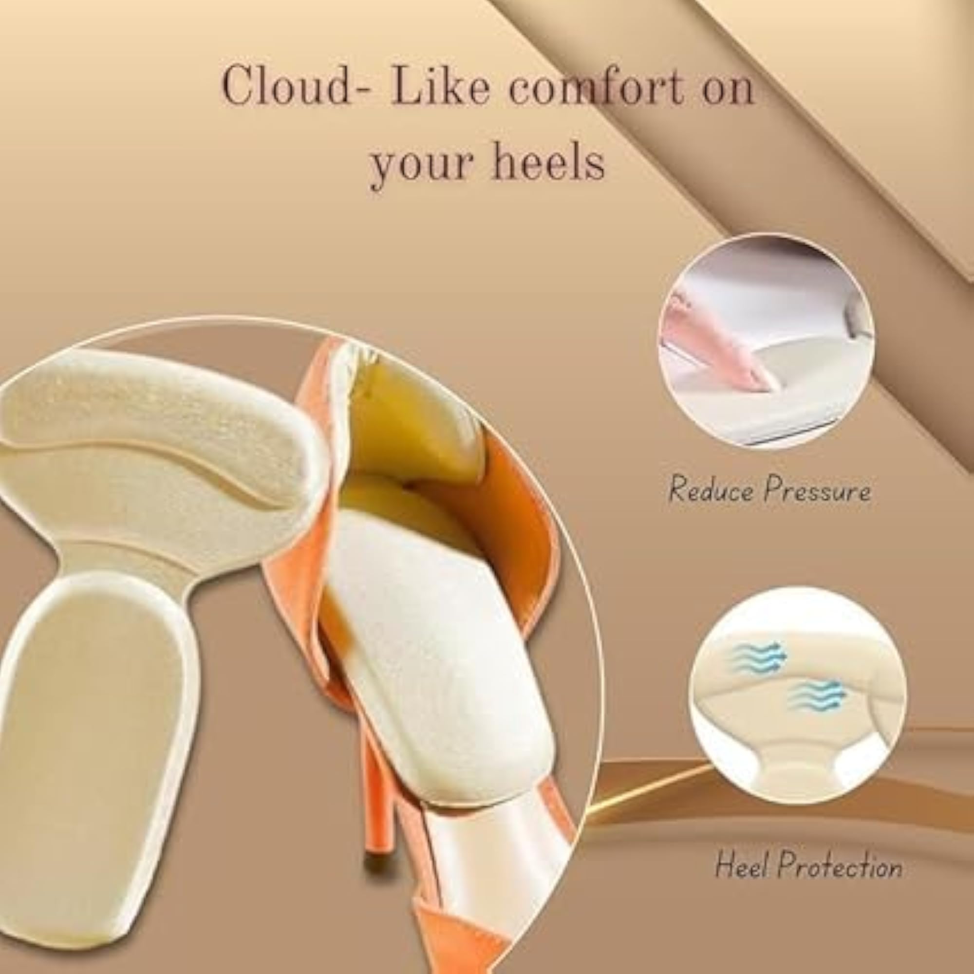 4pcs Shoe Insole Heel Cushion Pads, Self Adhesive Grips