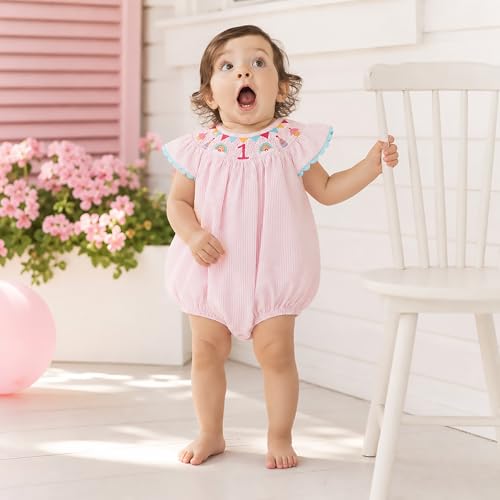 Image of Mud Pie Baby Girls' Smocked Birthday Bubble