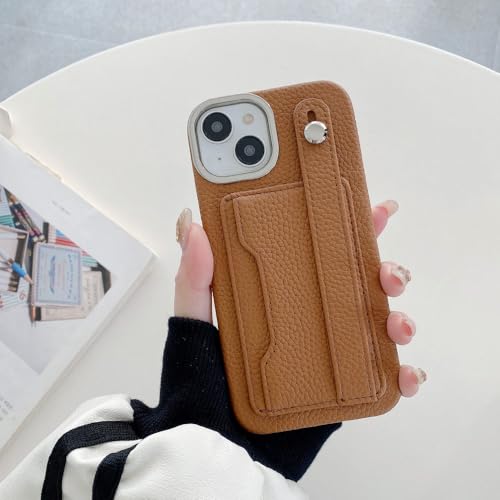Portefeuille pour étui de téléphone iPhone 11 marron contre les chutes accidentelles