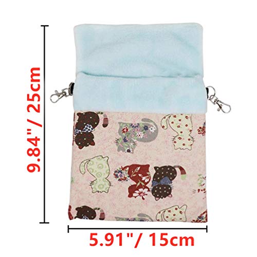 Image of Litewoo Sugar Glider Sleeping Pouch Bag Hanging Nest for Small Pet, M, Pink | High-density canvas exterior, soft wool interior, machine washable bag for small animals /squirrels /marmosets /rats /hamsters