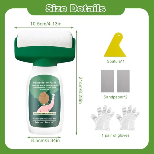 DAJASD 500g Wandfarbe Ausbessern Weiß, 2 in 1 Wandreparatur RollbüRste, Ausbesserungsfarbe Weiss Roller mit Wandreparaturpaste, SOS Wandfarbe Weiß Roller für Graffiti Kratzer Flecken Risse