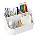 XRVRILE Schreibtisch Organizer Wei&szlig; mit Bambus Trennw&auml;nden &ndash; Flexibel anpassbarer Desk Organizer mit 2&ndash;5 F&auml;chern Organizer B&uuml;ro Stiftehalter Schreibtisch f&uuml;r Home Office Kosmetik Fernbedienungen