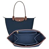 DOIAPUOS Felt Purse Organizer Insert for Longchamp Le Pliage L Bag Handbag Leather edge Longchamp Organizer Insert (DarkBlue, Large)