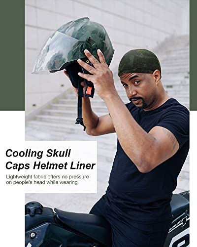 9 Pcs Cooling Skull Cap Camo Liner Sweat Wicking Cap Lightweight Cycling Cap Running Head Cap For Men Women (Camouflage Color) #TOP2