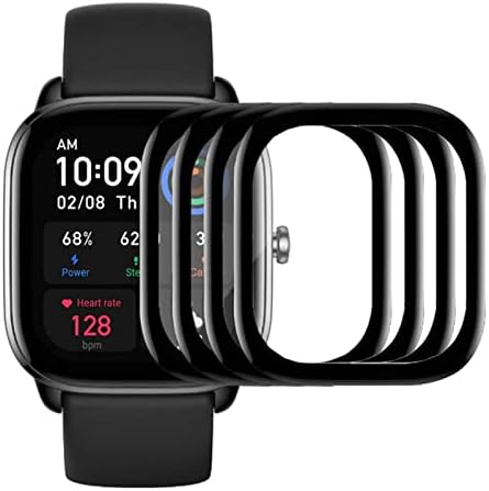 XINGMALY 4-Pack Screen Protector for Amazfit GTS 4 Mini Smartwatch Bands, Full Screen Coverage Bubble Free Anti-Scratch Waterproof Ultra HD Film for Amazfit GTS 4 Mini Watch