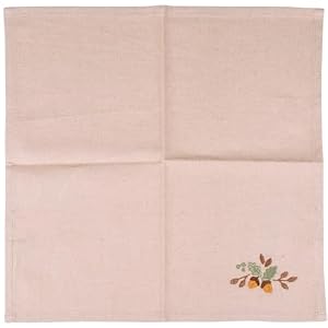 Primitives by Kathy Fall Decorative Napkin Set, 15" x 15", flax linen, brown, green, pumpkin orange Primitives by Kathy Fall Decorative Napkin Set 15 x 15 flax linen brown green pumpkin orange