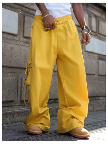 Men's Y2K Baggy Cargo Pants Wide Leg Parachute Pants Hip Hop Sweatpants Elastic Waist Trouser with Pockets Streetwear3