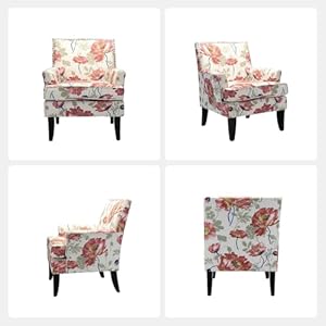 HULALA HOME Akorda French Country Arm Chair with Nailhead Trim and Wood Legs by Accent Chairs RED and Yellow Floral French Country, Shabby Chic HULALA HOME Akorda French Country Arm Chair with Nailhead Trim and Wood Legs by Accent Chairs RED and Yellow Floral French Country Shabby Chic