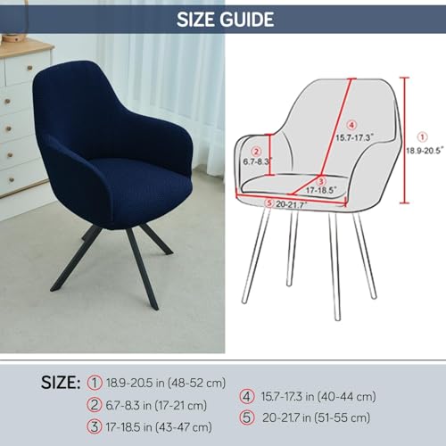 Image of HOKIPO Premium Jacquard Stretchable Swivel Chair Cover High Armrest Slipcover, Navy Blue (NEW-AR-5356-NBL)