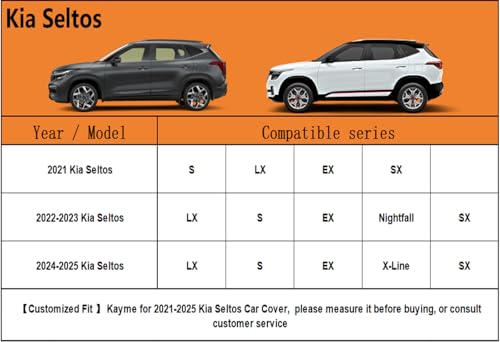 Image of Kayme 6 Layers SUV Car Cover Custom Fit for Kia Seltos(2019-2025) Waterproof All Weather for Automobiles, Outdoor Full Cover Rain Sun UV Protection.Silver