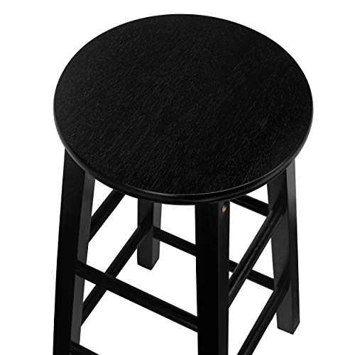 PJ Wood Classic Round-Seat 29-inch Bar Stools - Black, Set of 2