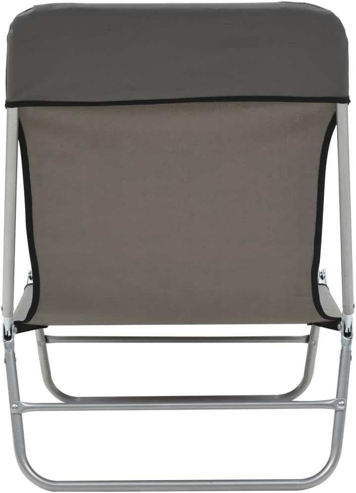 Portable Chaise Lounge Chair, Lawn Chairs,Folding Sun Loungers,Beach Lounge Chair,Patio Sun Tanning, 2 pcs Steel and Fabric Gray