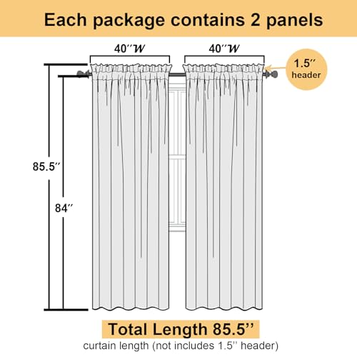 Lecloud Leia Dark Gold Sheer Curtains 84 Inches Long 2 Panels, Jacquard Textured Semi Sheer Rod Pockets Window Curtains with Leaf, Airy Gauzy Drapes for Bedroom Living Room, 40 W x 84 L