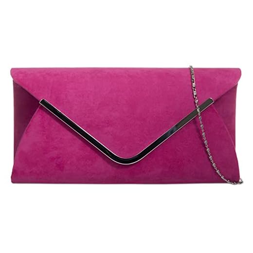 fi9® - Cartera de mano de Ante para mujer rosa Fuhsia Pink