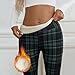 MXTPOV Fleece Lined Leggings Women Checkered Fleece Lined High Waisted Legging Fashion Winter Thermal Warm Outdoor Pants Green Ladies Leggings L