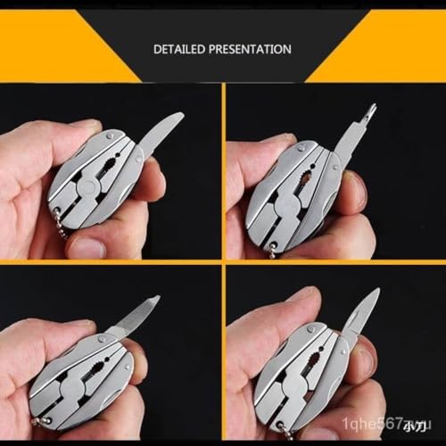 Image of 1Pc's Mini Portable Pocket Plier Keychain Hand Tool Kit, Portability and Functionality with Our Stainless Steel Multifunctional Folding Plier Screwdriver Pocket Tool Set.