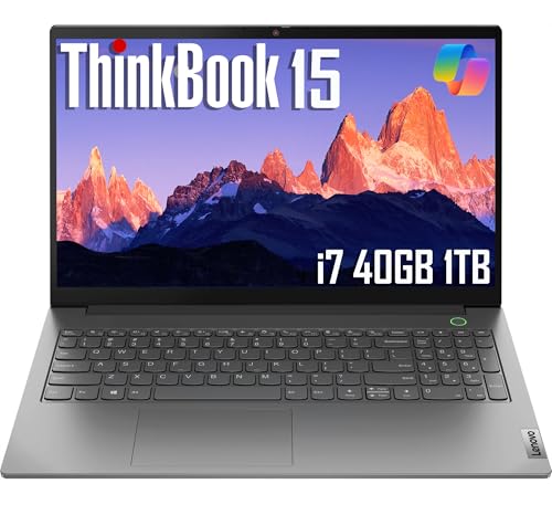 Image of Lenovo ThinkBook 15 Gen 4 Business Laptop (15.6 inch FHD Anti-Glare, Intel 10-Core i7-1255U, 40GB RAM, 1TB SSD), Thunderbolt 4, Fingerprint, 1080p Webcam, Ethernet, Wi-Fi 6, Win 11 Pro w /Copilot, Grey