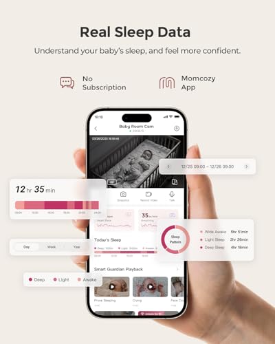 Momcozy Smart Baby Monitor BM08, Contact-Free Baby Monitoring with 2K HD Night Vision, AI Safety Detection for Sound/Motion/Cry, Sleep Datas, Wi-Fi Connection, 2-Way Audio, Newborn Essentials - Image 6