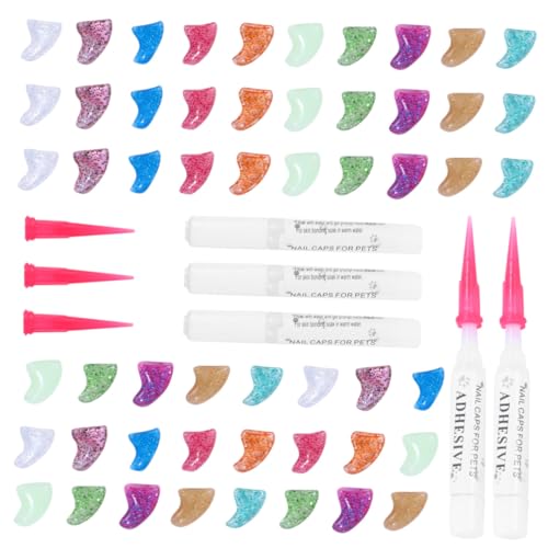 FRCOLOR 100個 猫爪保護キャップ 耐摩耗性柔軟素材 電気防止機能付き 多対応 猫の爪傷防止と皮膚保護に ランダムカラー ランダムカラー