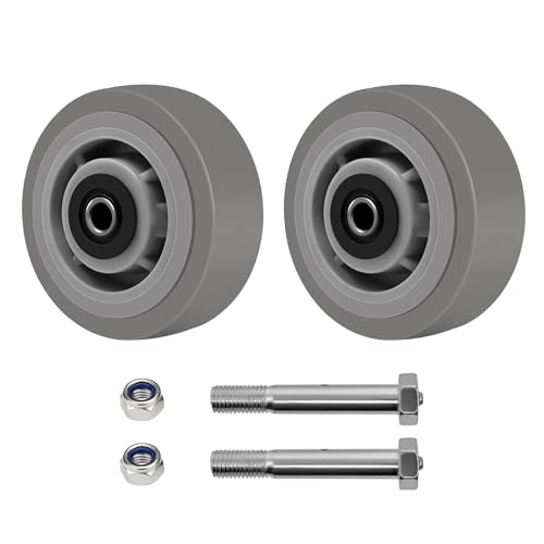 5 Inch Caster Wheels- Heavy Duty Casters, Rubber Wheels with up to 500LB Capacity Per Wheel for Hotel, Hospital and School Carts (2 Pack)