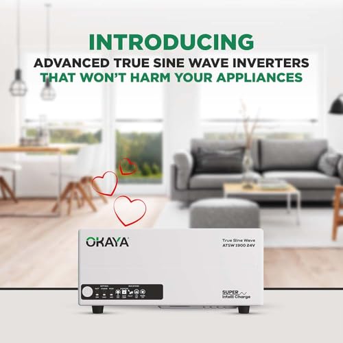 Image of Okaya ATSW 1900 Inverter for Home, Office & Shops | 1650VA /24V Pure Sinewave | Reliable Power Backup | Supports 2 Inverter Battery | LED Display | Fast Charging | with 36 Months Warranty