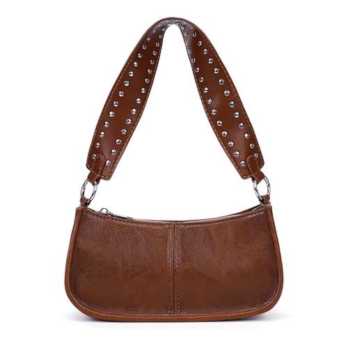 GETERUUV Shoulder Bags for Women Y2k Purse and Handbags Retro Studded Crossbody Bag Small Shoulder Purse Leather Hobo Handbag