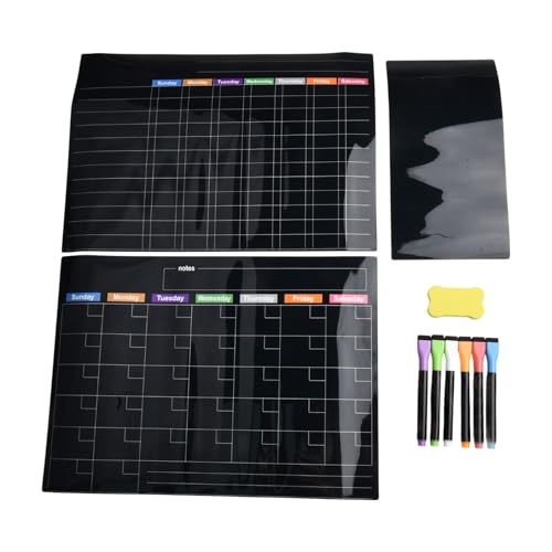 Gettimore Kit de calendario de borrado en seco con 8 marcadores y borrador, 3 pizarras blancas magnéticas para refrigerador, planificador semanal mensual para organización de oficina en casa