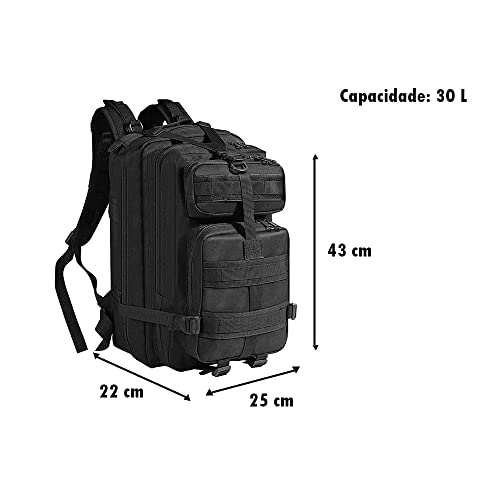 Mochila Tática Militar Camping Trilhas Acampamento Resistente 30L Assalt Preto
