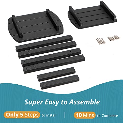 Lue Bona Adirondack Outdoor Side Table, Black Poly Outdoor Patio End Table Weather Resistant, Pool Composite Plastic Morden Side Table For Patio, Pool, Porch, Garden, Lawn #TOP6