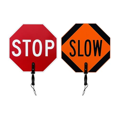 SmartSign 18 x 18 inch Handheld “STOP - SLOW” Paddle