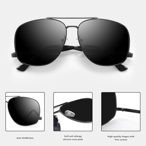 Classic Aviator Sunglasses for Women Men Oversized 70s Vintage Trendy Metal Square Aviators Sun Glasses3