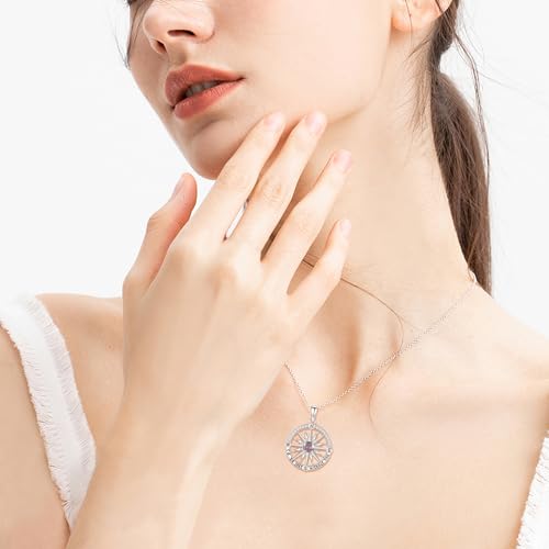 Collier boussole en argent sterling 925 avec pierre de naissance chic - 4