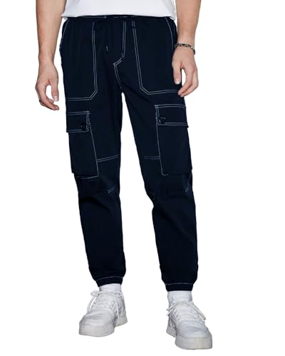 Image of Noble Monk Men's Cargo Pant | Drawstring | Solid Cargo | Multi Pockets Trackpant