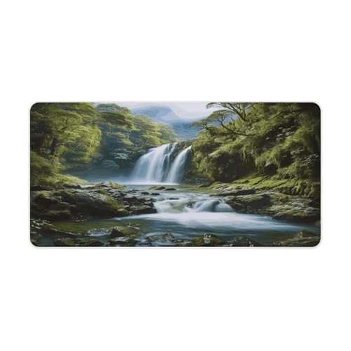 Tapete para escritorio con pintura paisaje de cascada 60x30cm