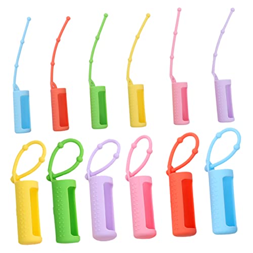 PAMINGONO 12個 エッセンシャルオイルボトルのシリコンスリーブ ラック 軽量トラベルミラー 保護的な ポンプ 外 キャリケース スーツケース s ボトル用カバーケース 便利なボトル保護カバー