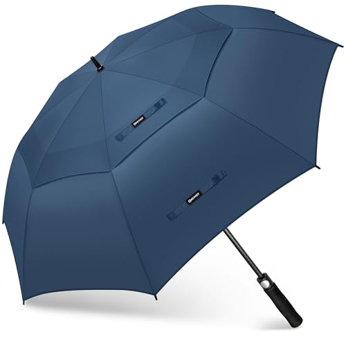 KEYHOT Paraguas Grande de Golf M Automático a Prueba de Viento, Fuerte Gran Tamaño con Doble Toldo para Hombres y Mujeres (Azul zafiro)