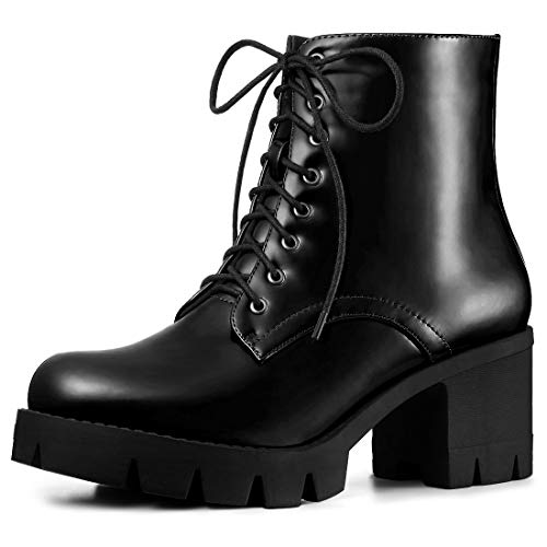 Allegra K Women's Platform Chunky Heel Combat Boots - Main Image