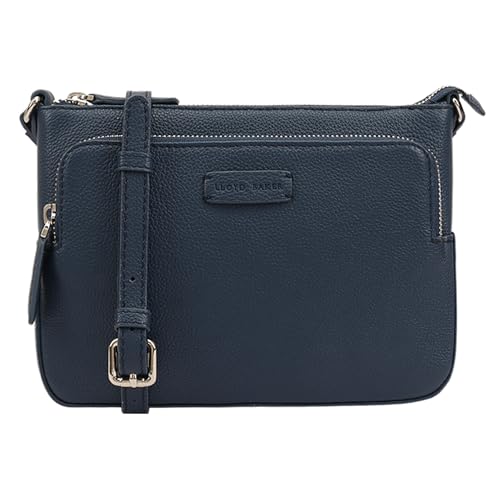 Lloyd Baker London – DEVAL Double-Zip Leather Crossbody Bag: Women's Functional Design in 100% Genuine Full-Grain Leather- GIBRALTAR SEA (Dark Blue)