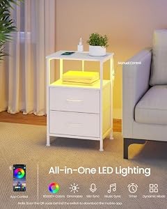 SONGMICS Nightstand with Charging Station, 2 Fabric Drawers — photo 6 of 6