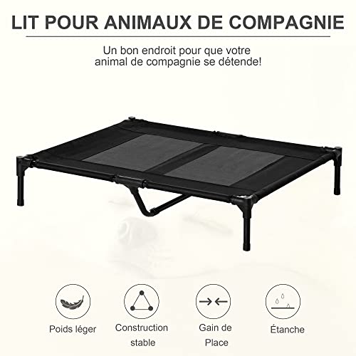 Lit surélevé pour chien respirant en textilène micro-perforé