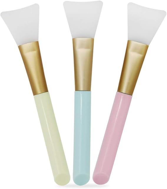 Haobase 3 pcs Face Mask Brush Skin Care Beauty Tool Silicone Cosmetic Brush Mud Mask Brush DIY Makeup Tool (Multicolor)