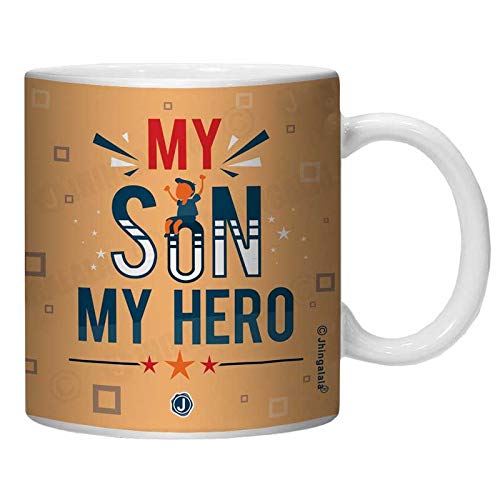 JhingalalaJhingalala Gift for Son | My Son My Hero Printed Ceramic Coffee Mug 325ml | Gift for Son Birthday Special