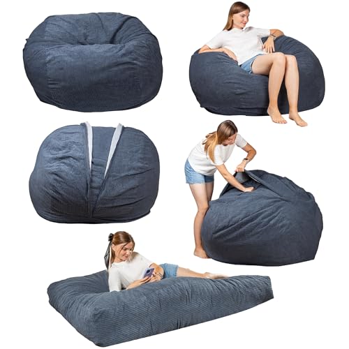 Pouf-lit velours côtelé 185x135 matelas, Bananair