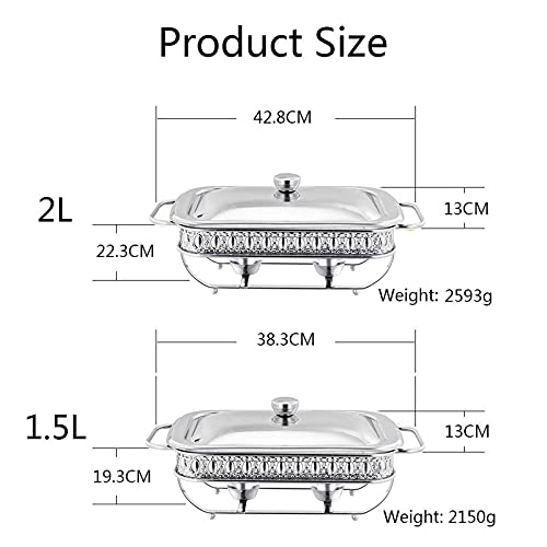 Chafing Dish Food Warmer, Rechteckiges Chafing Dish-Set Aus Edelstahl Mit Deckel Aus Edelstahl Und Ofenfestem Glas… – Bild 3