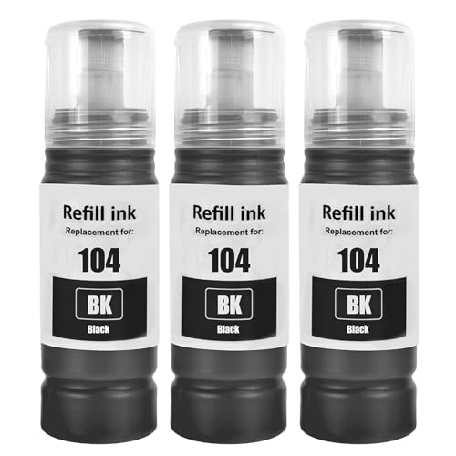 104 Tinte Kompatibel mit epson 104 Tintenpatronen Nachfülltinte für ecotank ET-1810 ET-2810 ET-2820 ET-2870 ET-2814 ET-2815 ET-2825 ET-2826 ET-2830 ET-2840 ET-2862 ET-2870 ET-2876 ET-4800 ET-4810 (3P)
