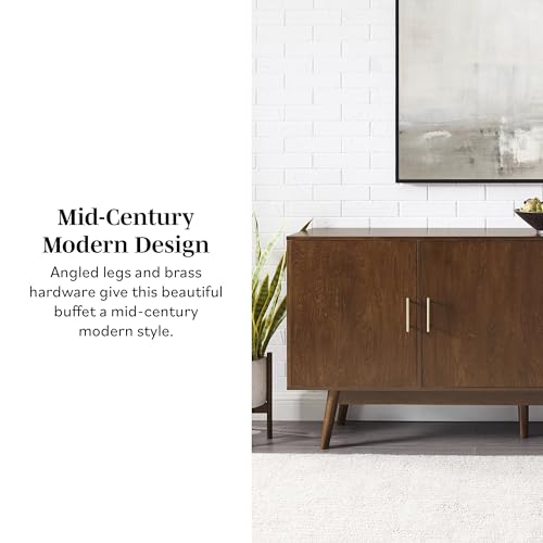 Walker Edison AZU70MCM3DWT Mid-Century Modern Wood Kitchen Buffet Sideboard Entryway Serving Storage Cabinet Doors-Dining Room Console thumb #5