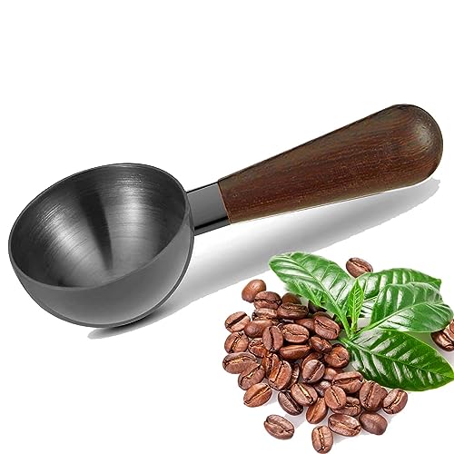 Minos Coffee Scoop,15G Black Coffee Measuring Spoon For Coffee Beans,Ground Coffee And Tea, Retro Stainless Steel Coffee Scoop With Nature Wood Handle #TOP27